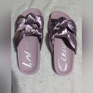 Circus NY Sam Edelman Estelle Orchid Satin Bow Slides Womens Size 6 NIB